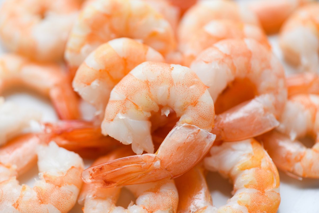 Glazed cooked shrimp