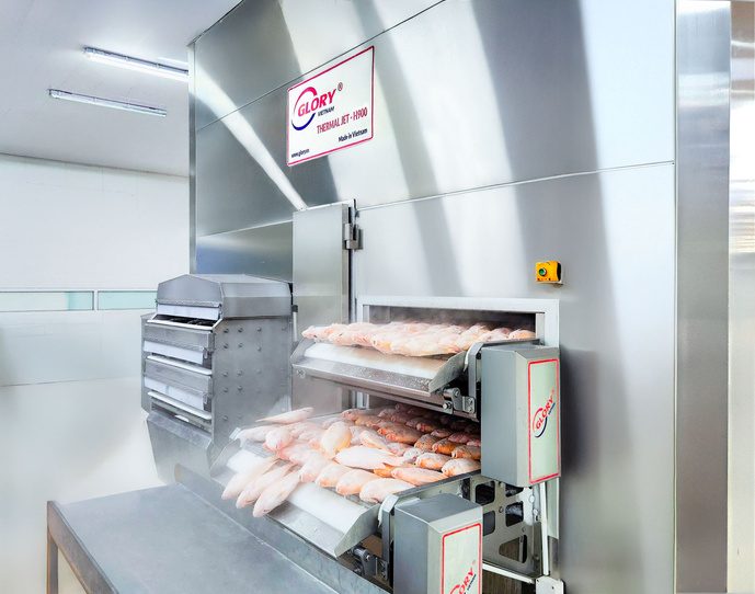 Dual-line GLORY H-series freezer with packed products