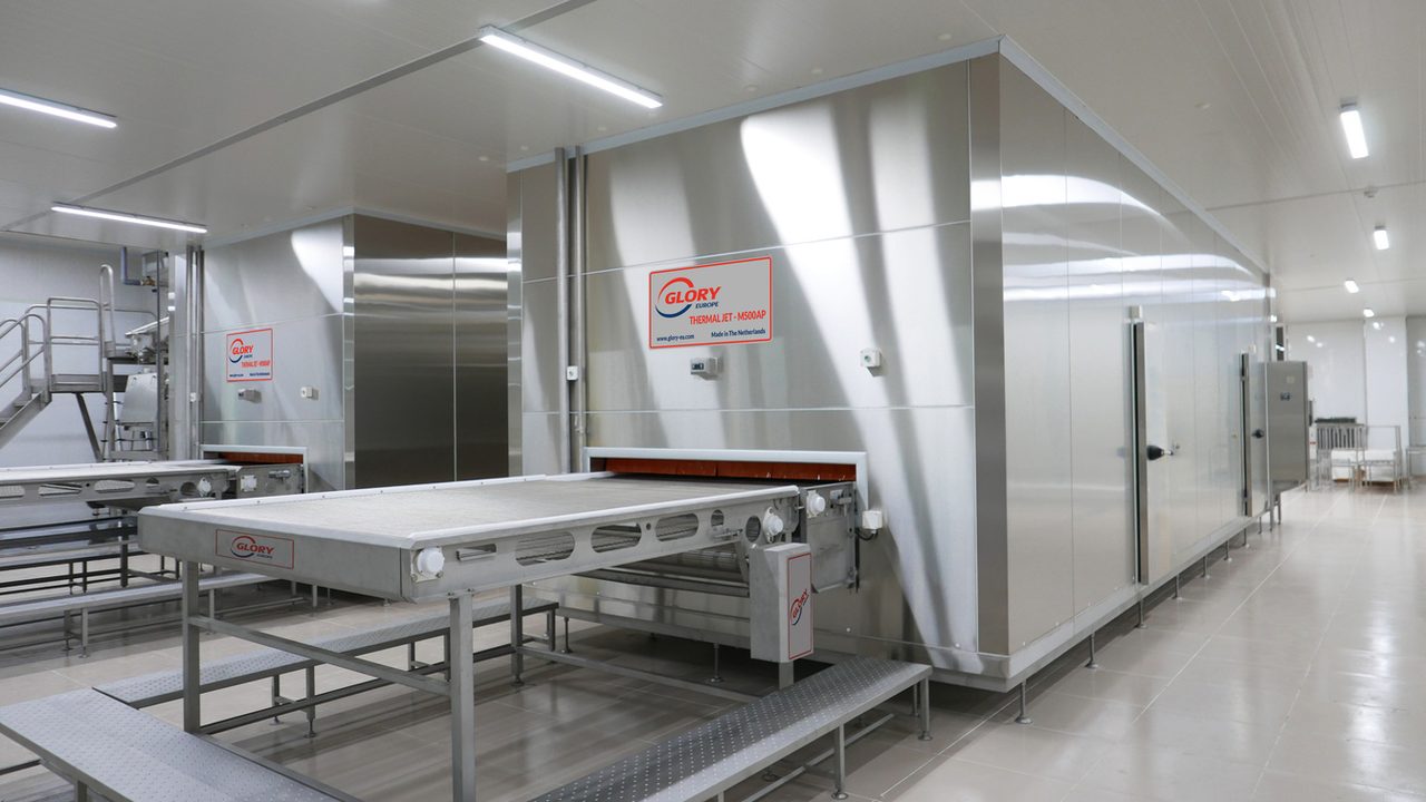 GLORY M-series mesh belt freezer in a processing hall