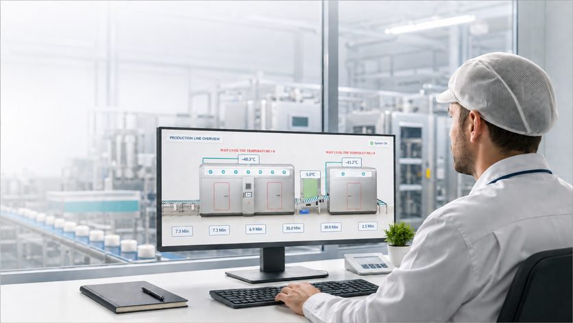 SCADA dashboard monitoring a GLORY freezing line